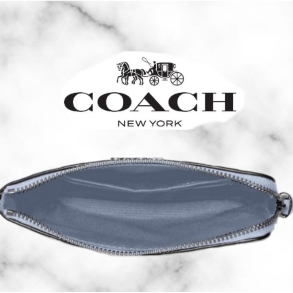Springtime Coach Signature Leather Corner Zip Wristlet (Twilight) - NWOT - Picture 9 of 13
